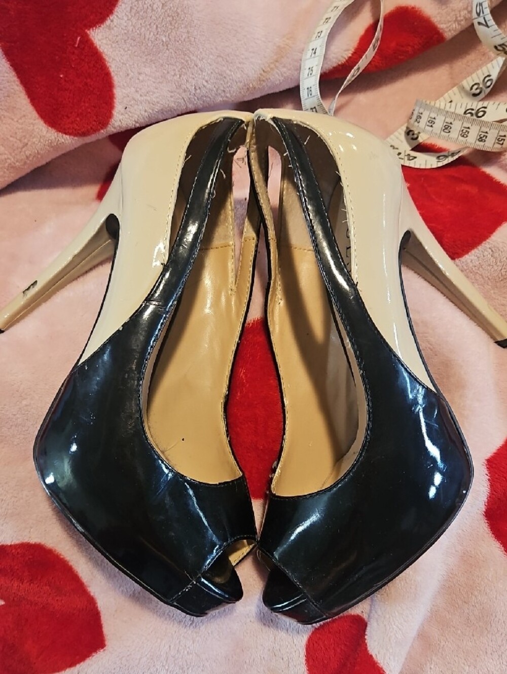 GUESS Black Patent Peep-Toe Pumps - Picture 3 of 10